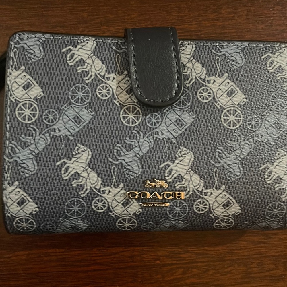 Coach Black and White Horse Carriage Wallet